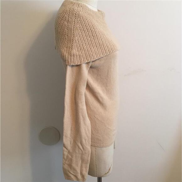 Magaschoni MAG Tan Fold Down Shawl Collar Sweater M - Picture 4 of 6